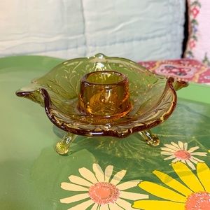 Amber Glass Candle Holder